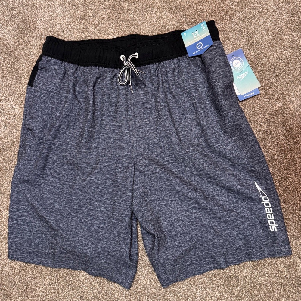 Speedo Authentics Mens Swim Trunks Navy Blue Heather 4-Way Stretch‎ Size M